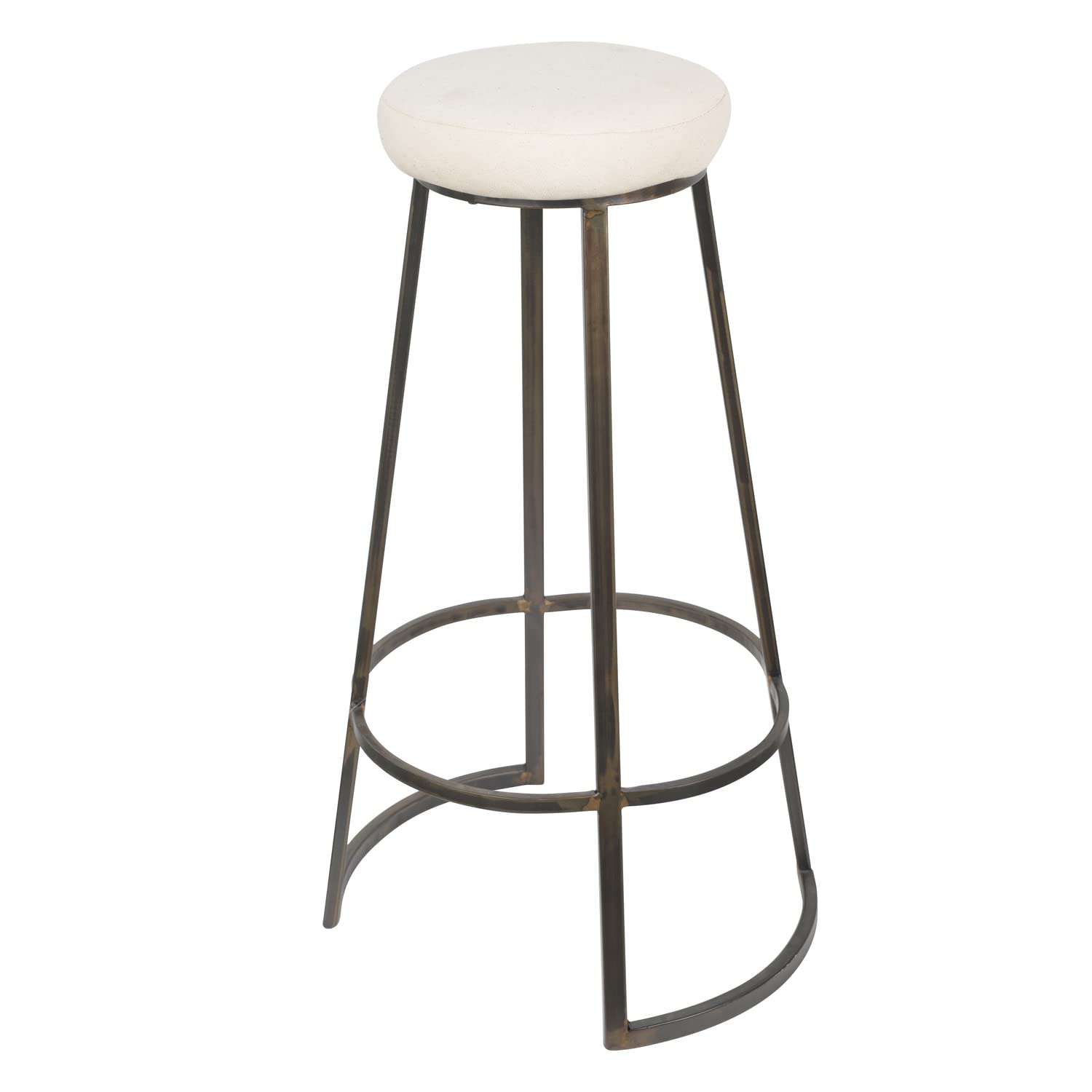 Benjara Benzara Metal Framed Backless Counter Stool, Black And White