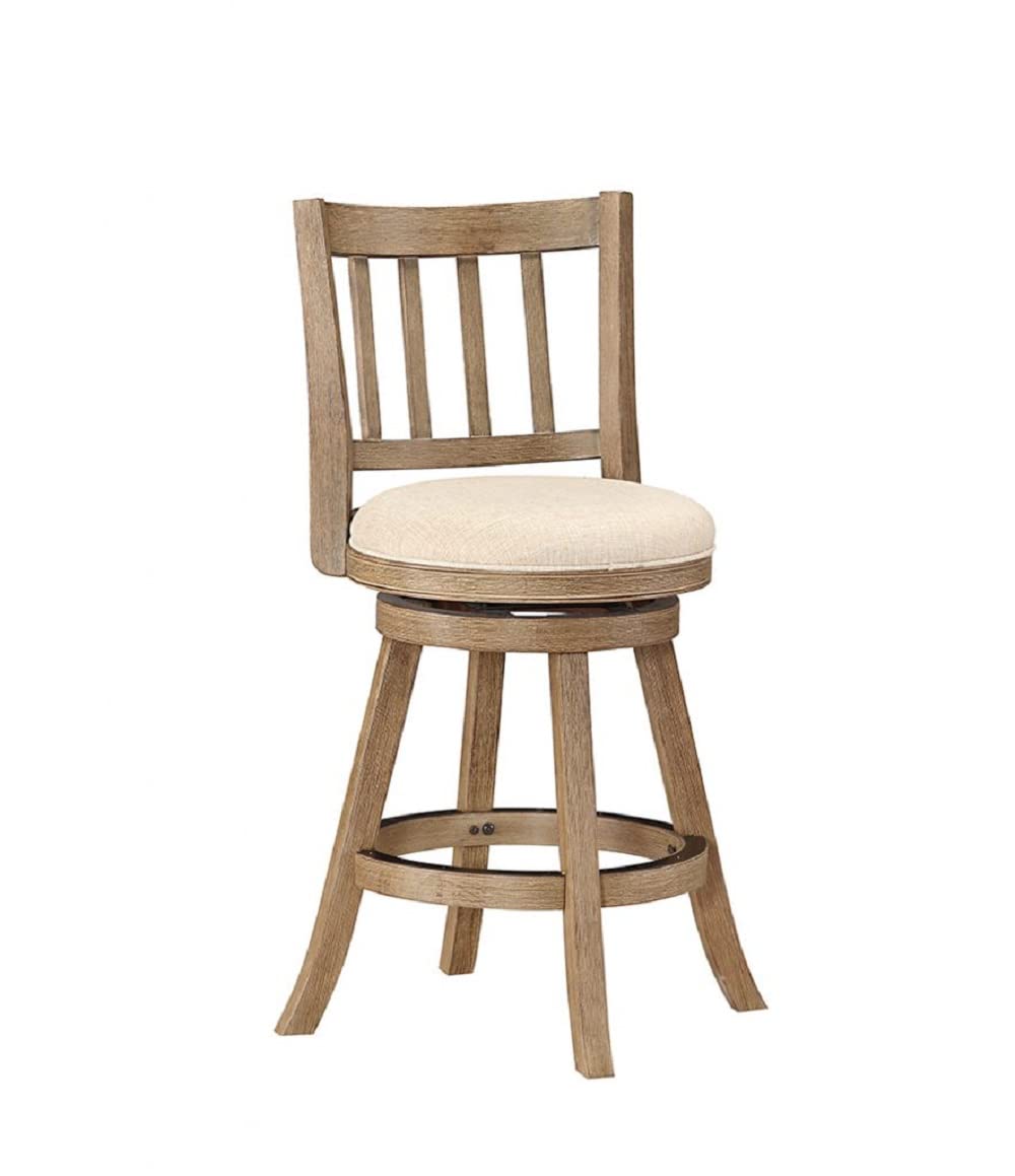 24 Sheldon Swivel Counter Stool Driftwood Wire-Brush and Ivory