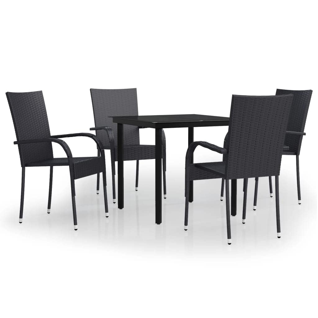 vidaXL 3 Piece Patio Dining Set Black
