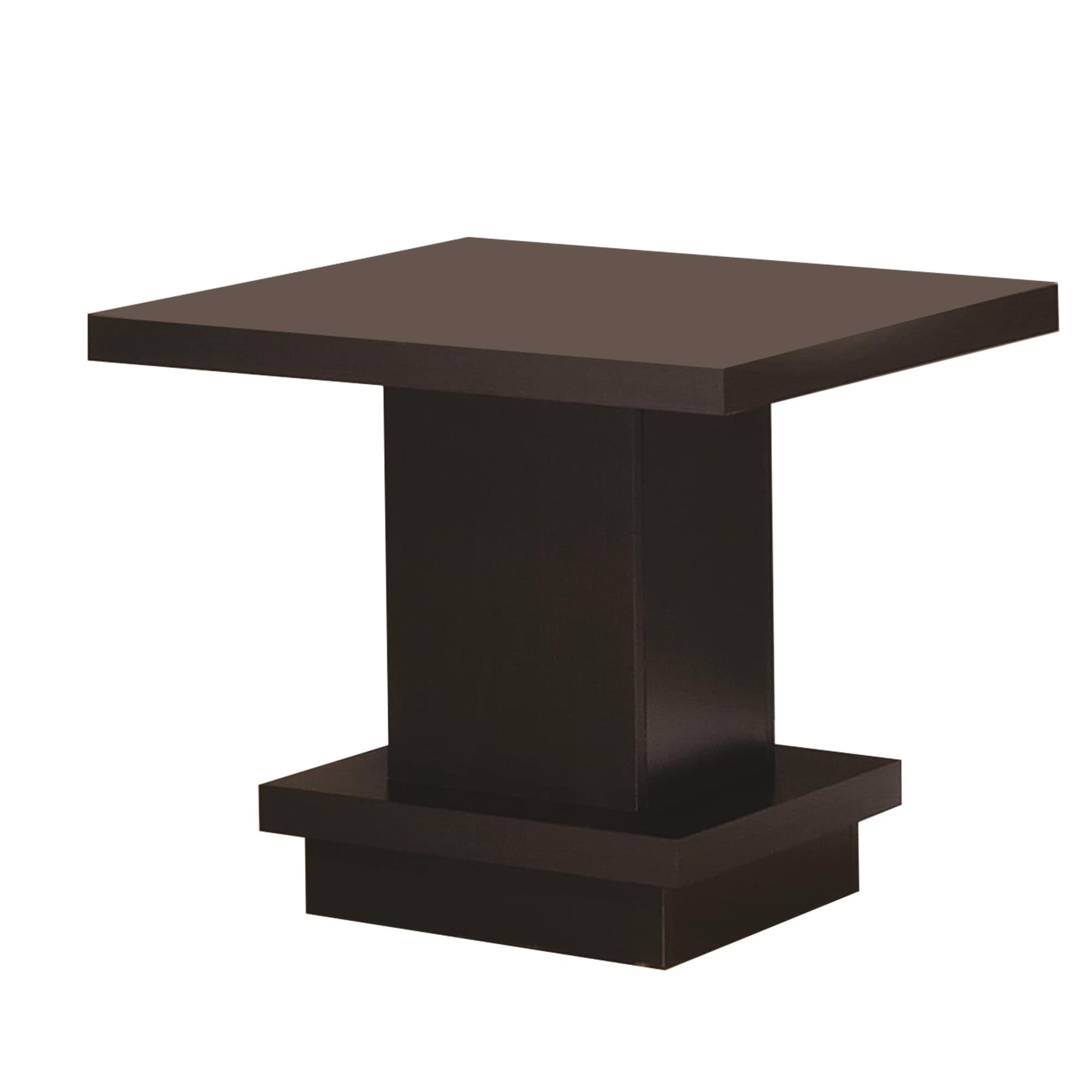 Benzara Contemporary End Table With Pedestal Base, Brown
