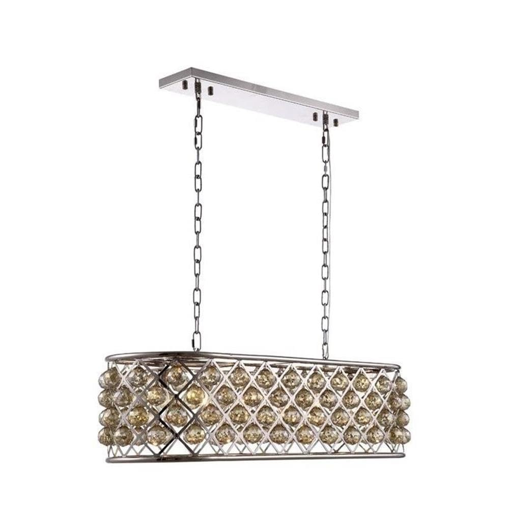 Madison 6 light polished Nickel Chandelier Golden Teak (Smoky) Royal Cut Crystal
