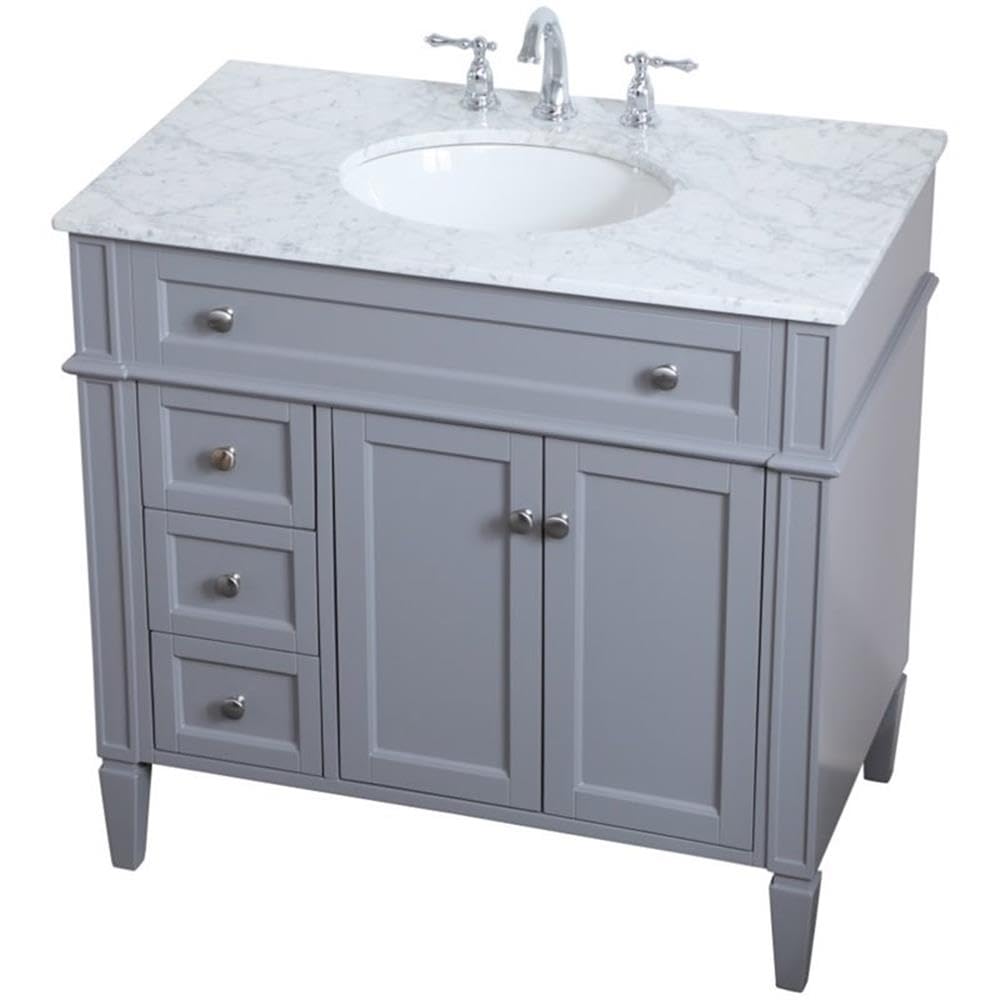 Elegant Decor Williams 36' Single Marble Top Bathroom Vanity In Gray