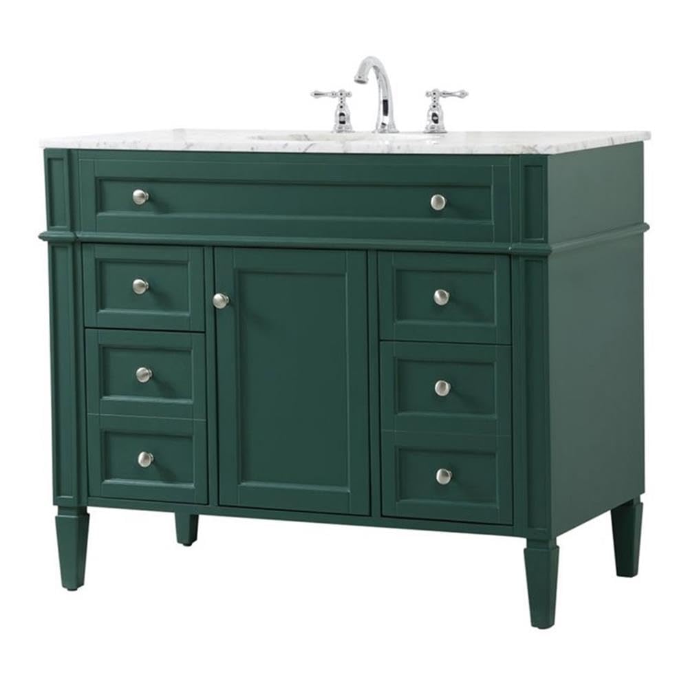 Elegant Decor Park Avenue 42 Metal Mdf Marble Single Bathroom Vanity In Green