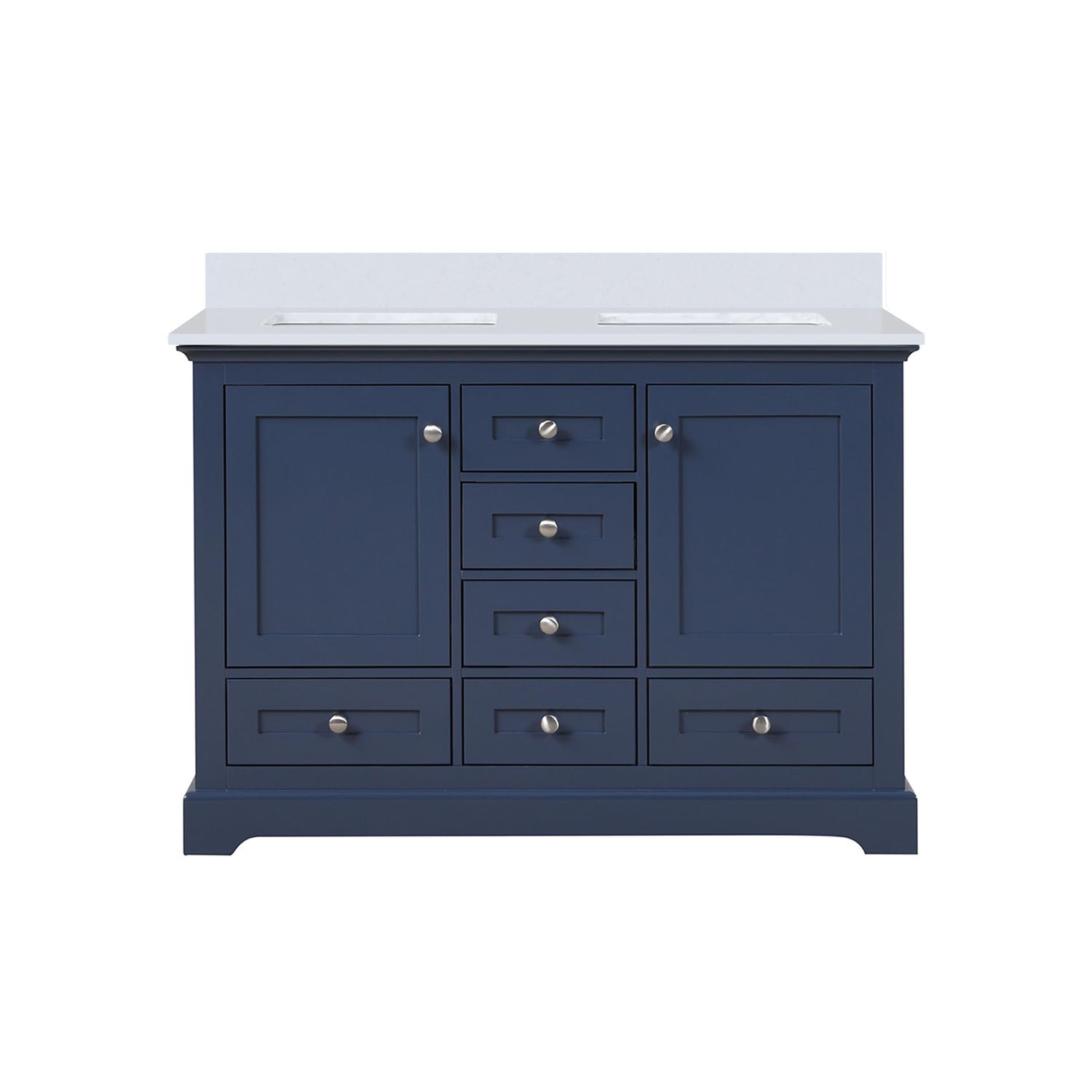 Dukes 48 in. W x 22 in. D Navy Blue Double Bath Vanity and White Quartz Top