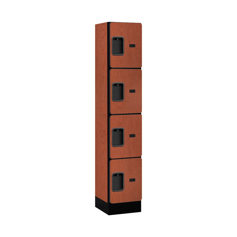 12 Wide Four Tier Designer Wood Locker - 1 Wide - 5 Feet High - 15 Inches Deep - Cherry