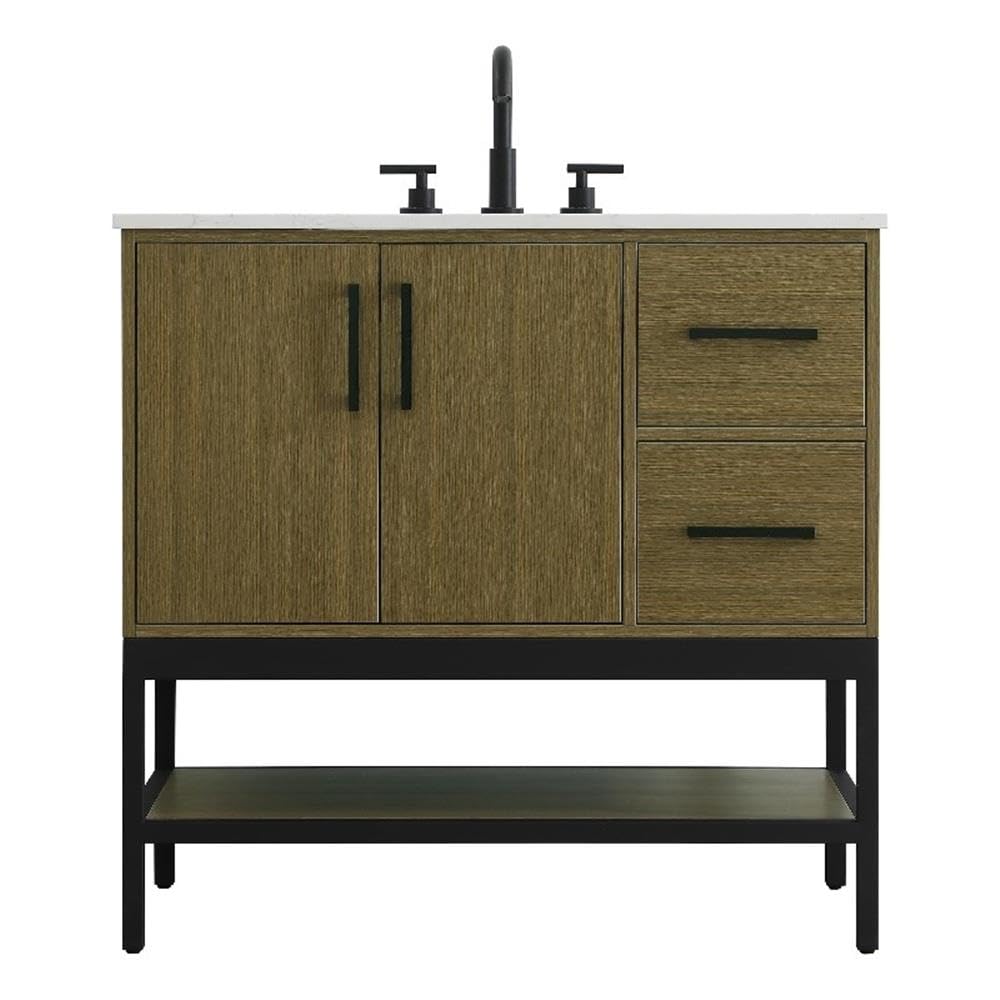 36 inch Single Bathroom Vanity in Chestnut Brown
