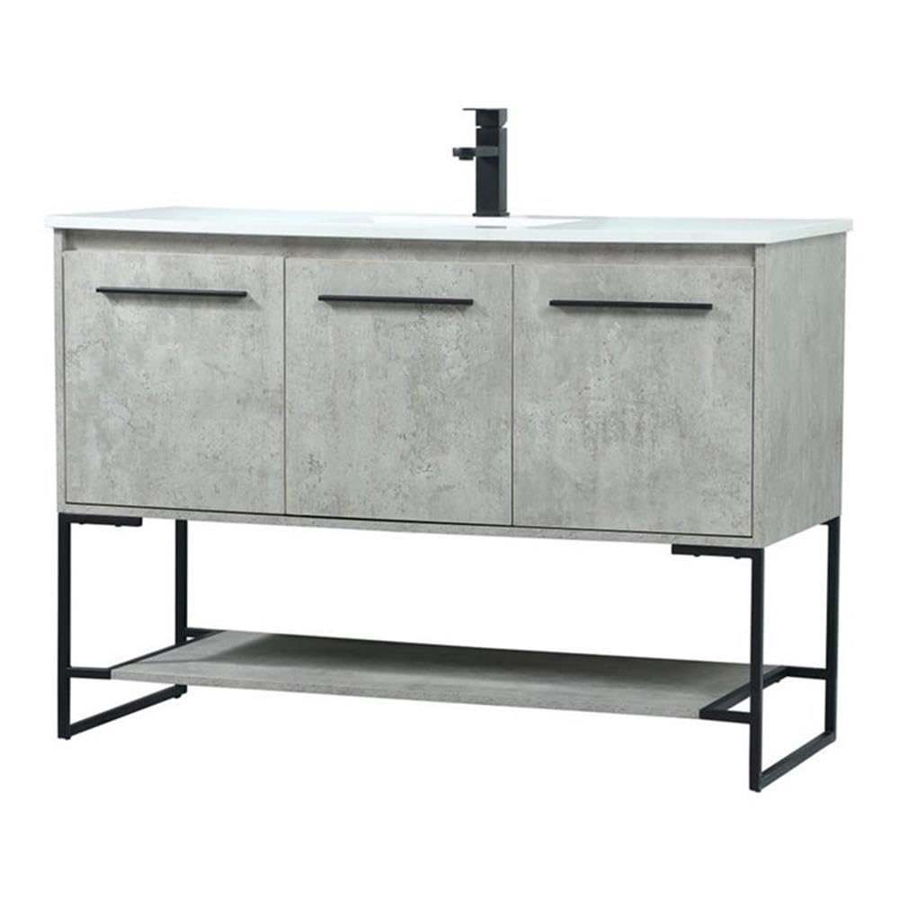 Elegant Decor Sloane 48 Mdf And Steel Single Bathroom Vanity In Concrete Gray