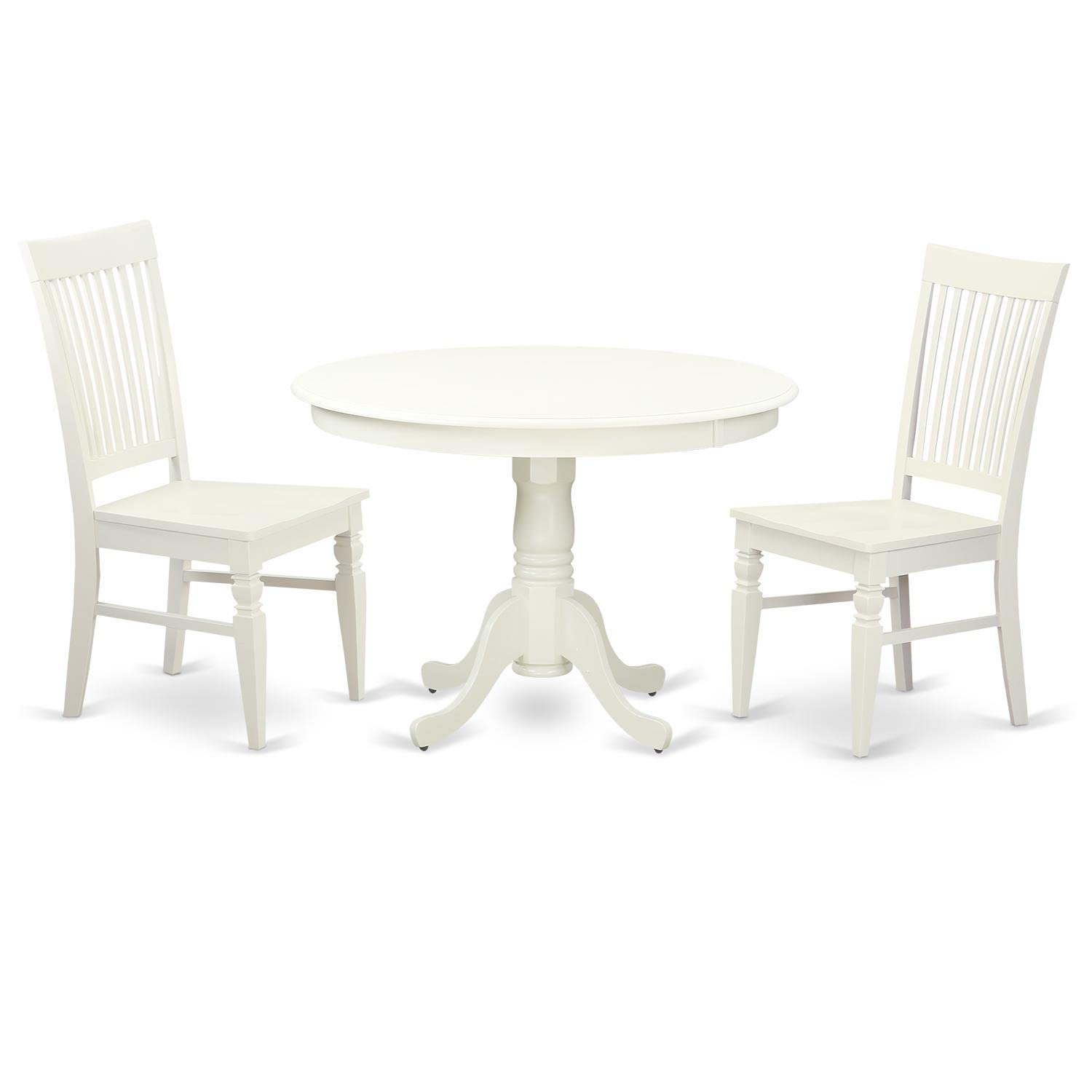 3  Pc  set  with  a  Round  Dinette  Table  and  2  Leather  Kitchen  Chairs  in  Linen  White
