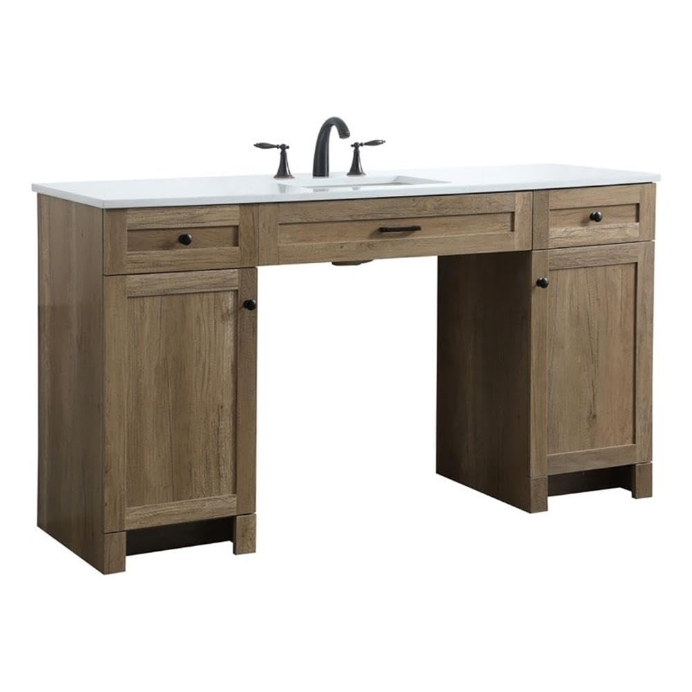 Elegant Lighting 60 Inch Ada Compliant Bathroom Vanity In Natural Oak