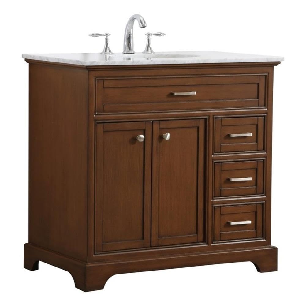 Elegant Kitchen And Bath 36 Inch Single Bathroom Vanity Cabinet Set - Teak