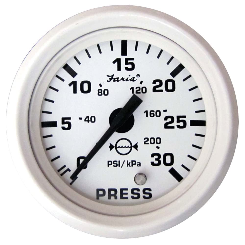 Faria 13108 Dress Water Pressure Gauge Kit 30 Psi - White, 2, Black