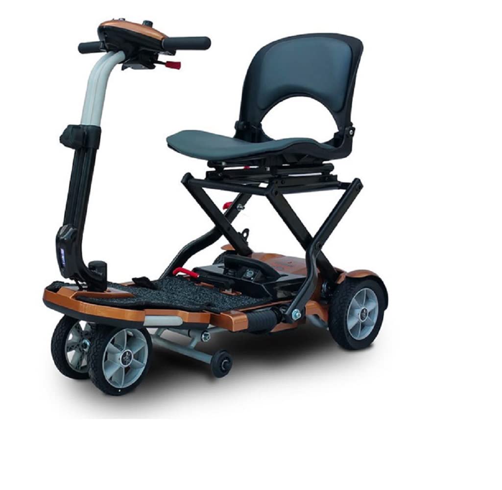 EV Rider Transport AF Plus Automatic Folding Scooter with Remote - Lithium Battery Lightweight Travel Mobility Scooter - Copper w/Free Tiller Bag