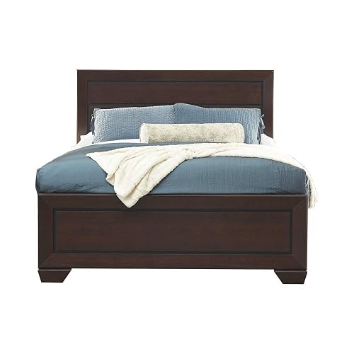 Queen Size Bed with Panel Headboard and Footboard, Cocoa Brown