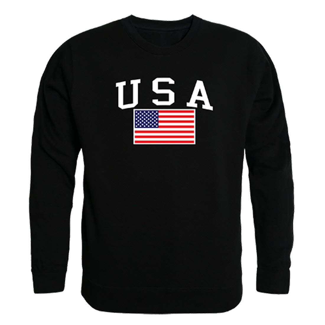 Graphic Crewneck, USA & Flag, Black, XL