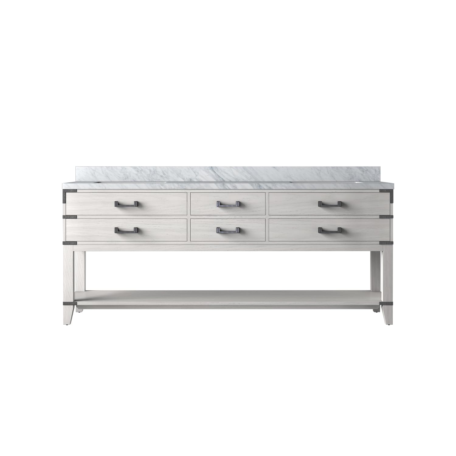 Norwalk 80 in W x 22 in D White Oak Double Bath Vanity and Carrara Marble Top