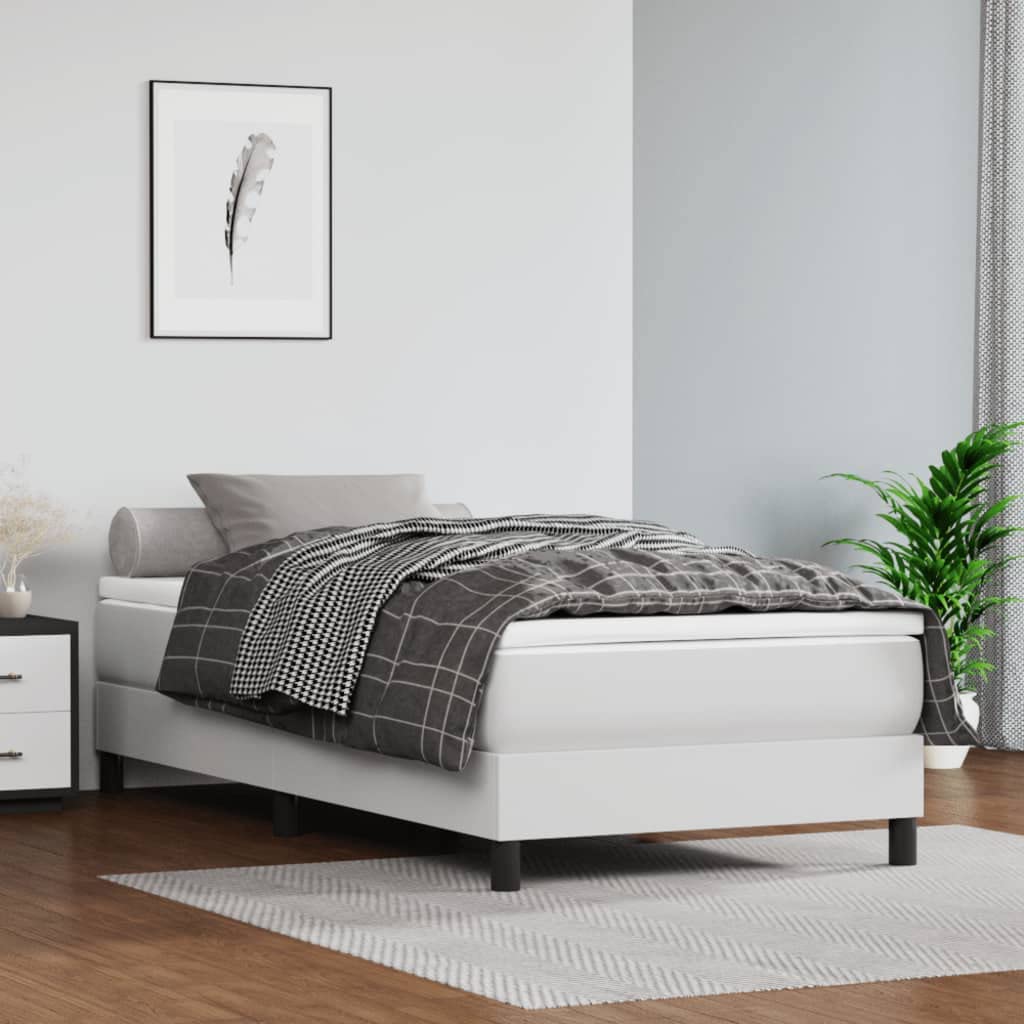 vidaXL Box Spring Bed Frame White 39.4x79.9??Twin XL Faux Leather