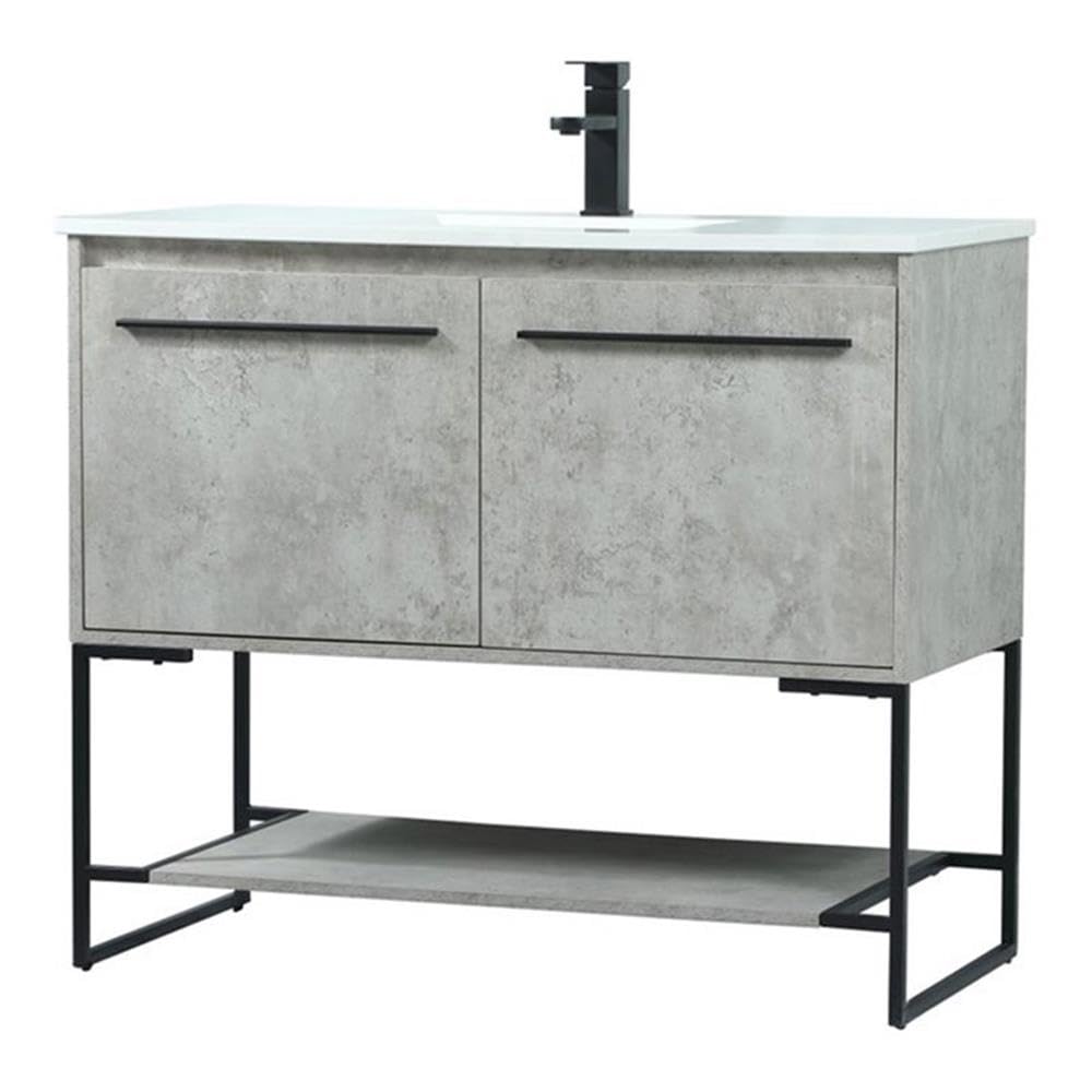 Elegant Decor Sloane 40 Mdf And Steel Single Bathroom Vanity In Concrete Gray