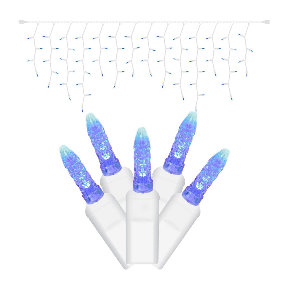 Casafoyer Blue and White LED Icicle Lights Set - 7 Bulbs, 9 Feet ( Pack of 2 )