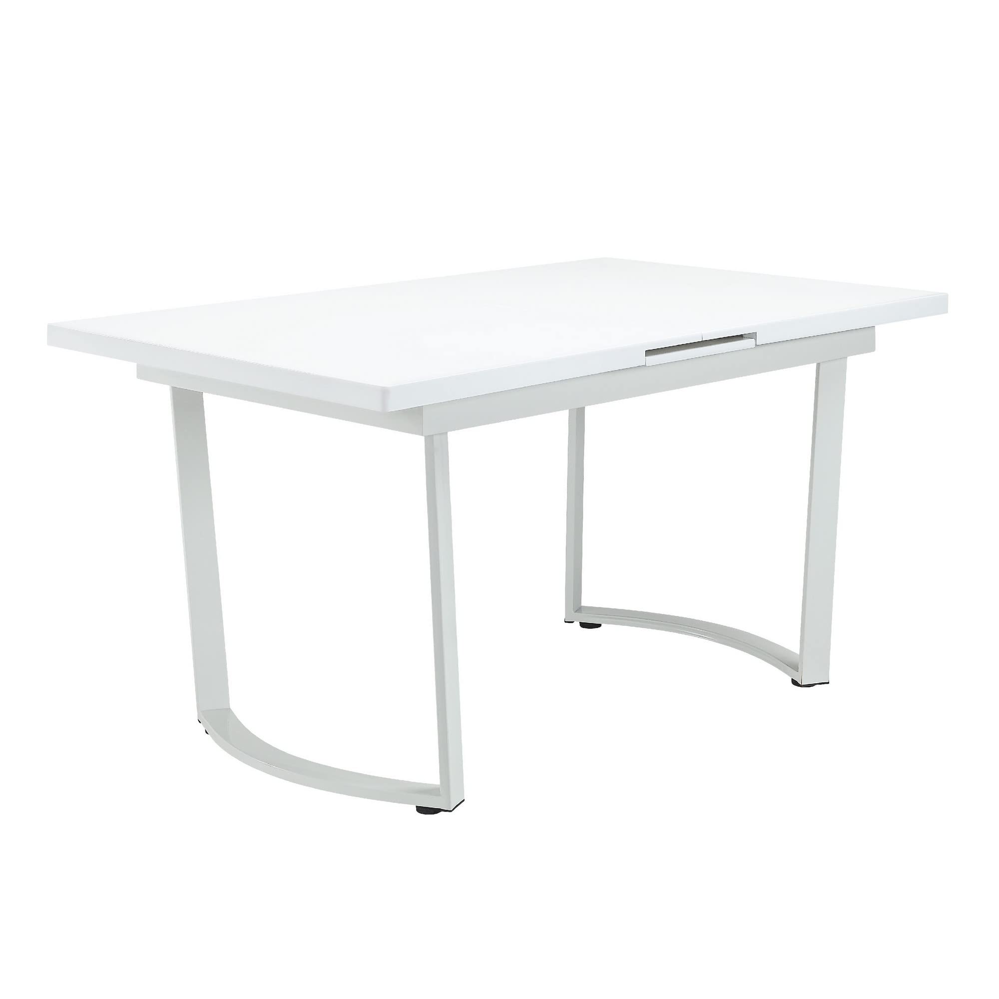 Tony 72 Inch Rectangular Wood Dining Table, Leaf Extension, Metal, White