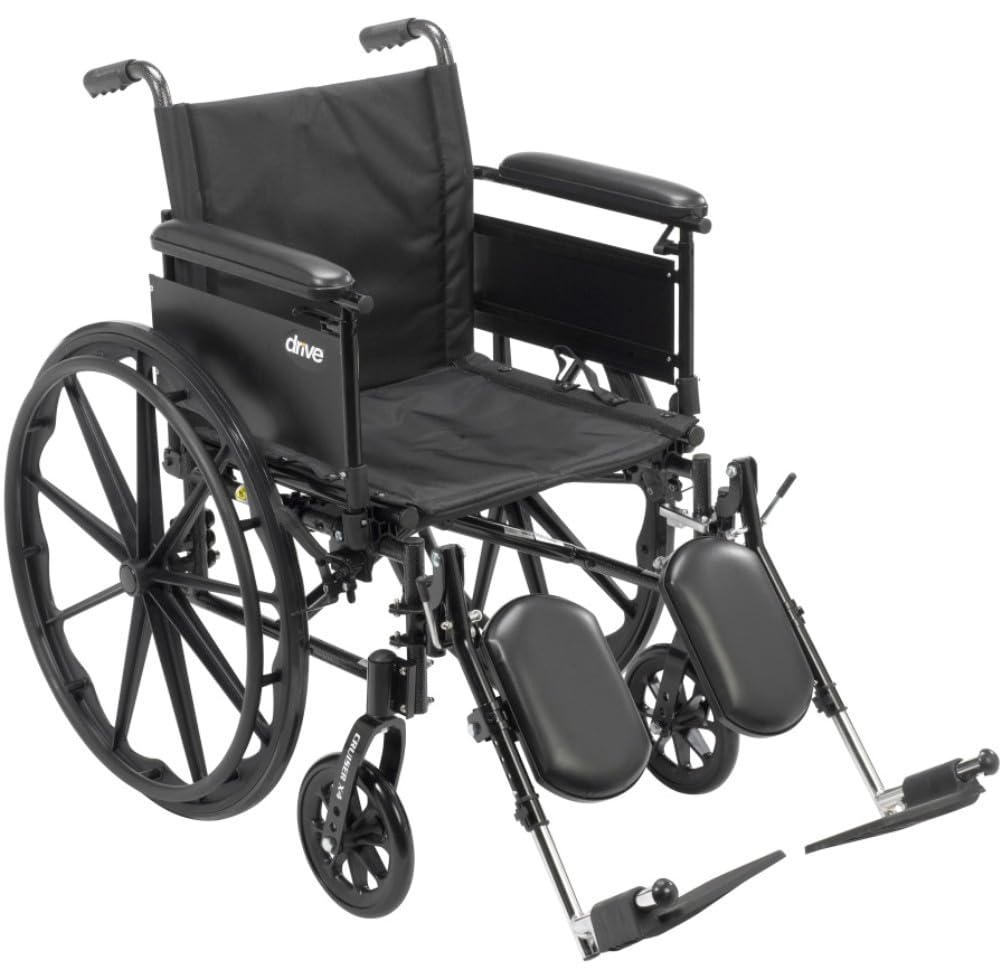 Cruiser X4 Lightweight Dual Axle Wheelchair with Adjustable Detachable Arms, Full Arms, Elevating Leg Rests, 18 Seat"