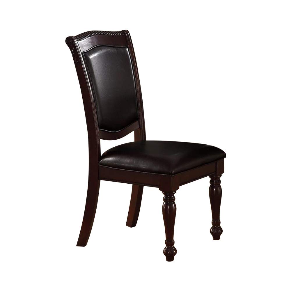 Set Of 2 Rubber Wood Traditional Dining Chair, Dark Brown