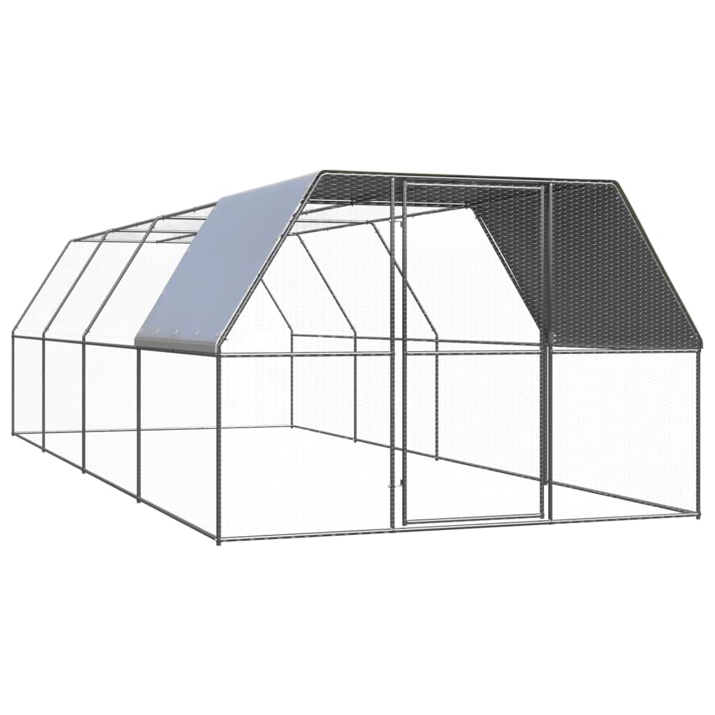 vidaXL Outdoor Chicken Cage 9.8x26.2x6.6 Galvanized Steel