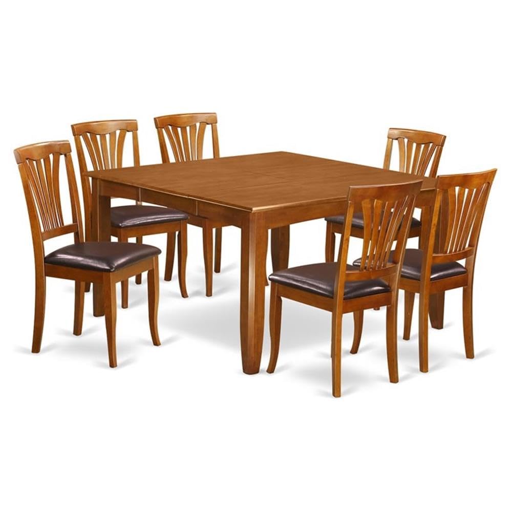 7  Pc  Dining  room  set-Square  Dining  Table  with  Leaf  and  6  Dining  Chairs