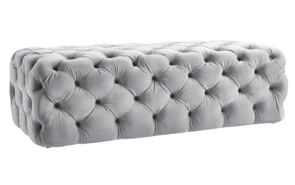 Kaylee Jumbo Grey Velvet Ottoman