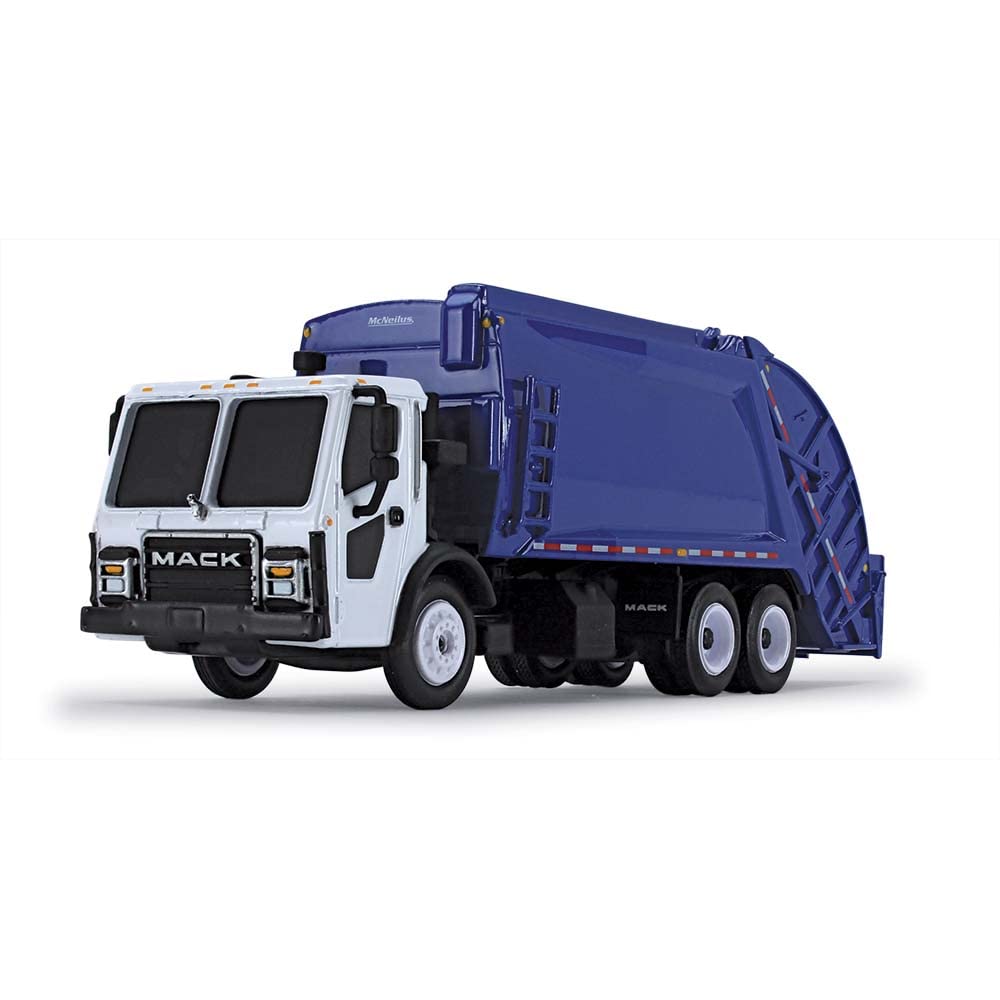 Mack LR with McNeilus Rear Load Refuse Body Blue and White 1/87 (HO) Diecast Model by First Gear