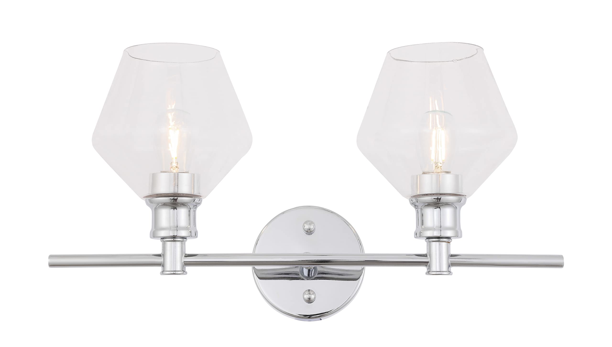 Living District Gene 2-Light Mid-Century Metal Wall Sconce In Chrome And Clear