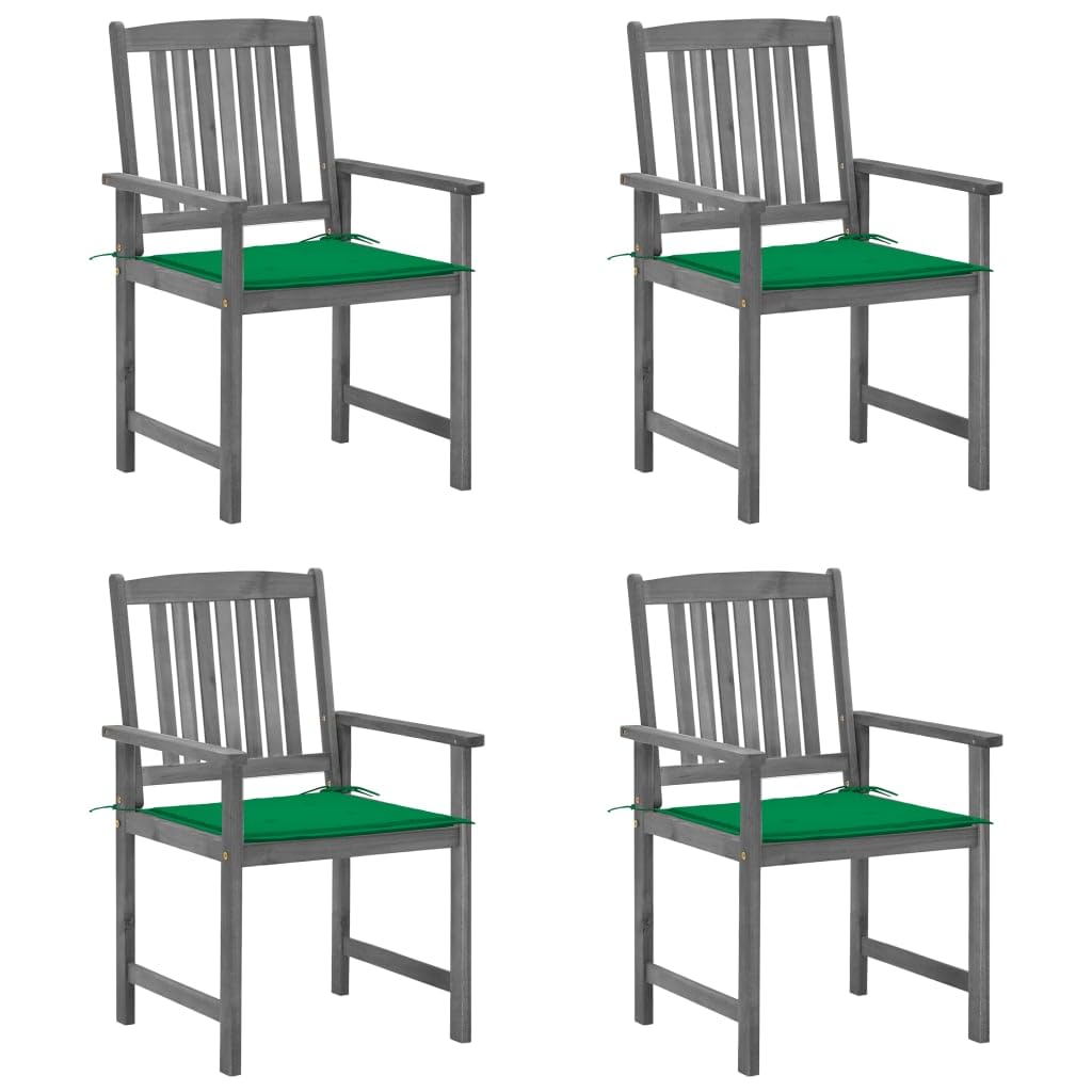 vidaXL Directors Chairs with Cushions 4 pcs Gray Solid Acacia Wood