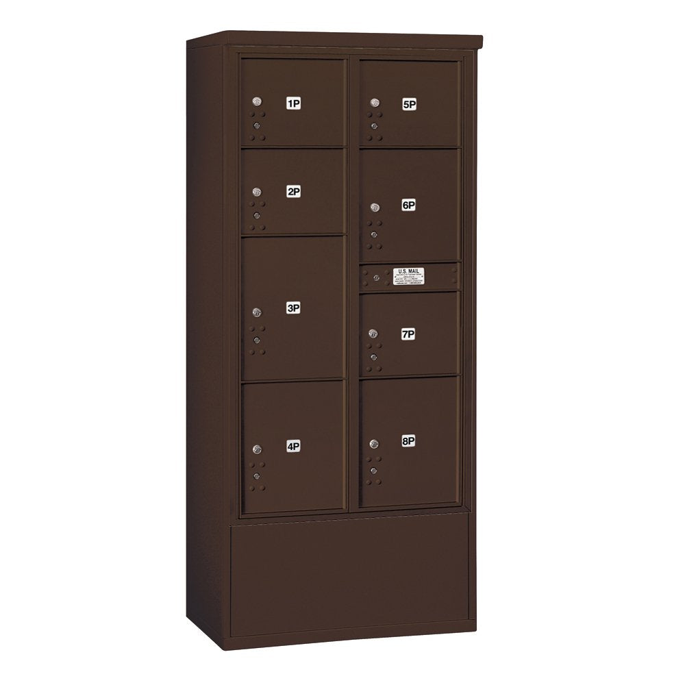 Maximum Height Free-Standing 4C Horizontal Parcel Locker with 8 Parcel Lockers in Bronze with USPS Access