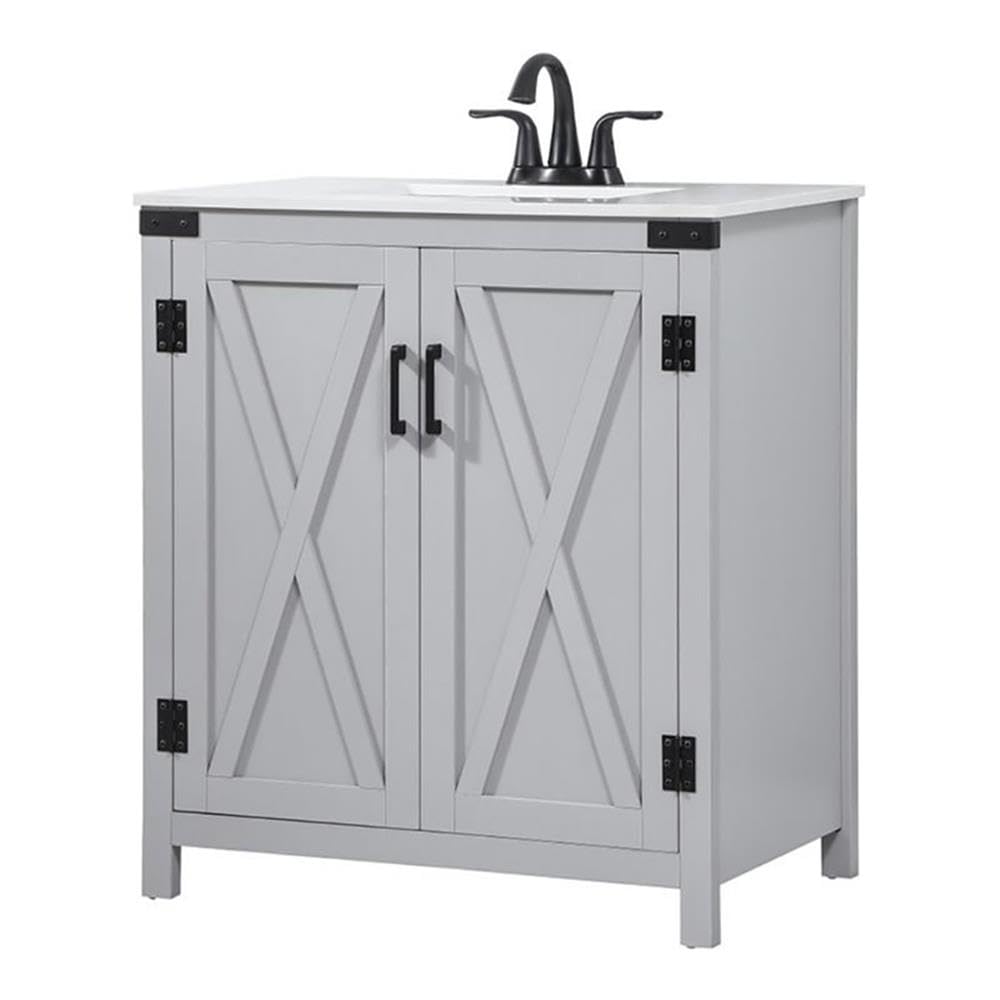 Elegant Decor Grant 30 Aluminum Mdf Single Bathroom Vanity In Gray