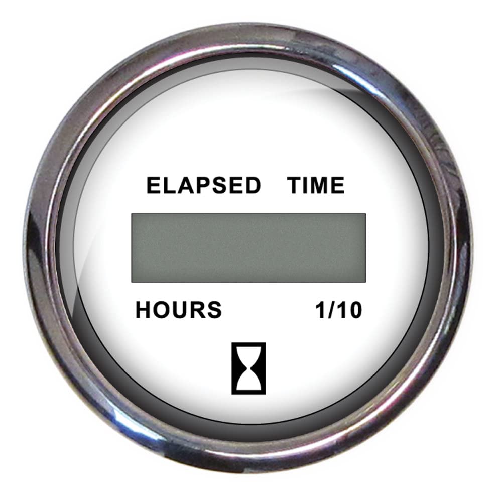 Faria 13815 Chesapeake Stainless Steel Digital Hourmeter (12-32 Vdc) - 2, White, Black