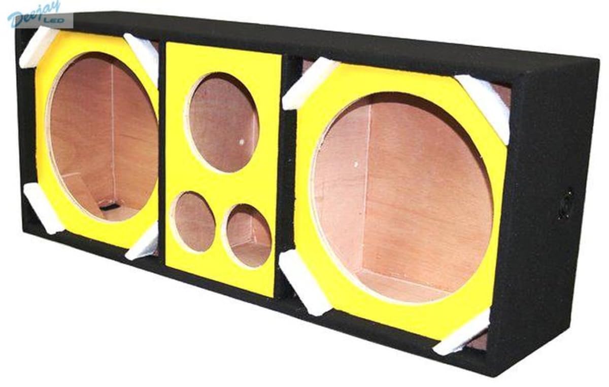 Loaded Box withTwo Despacito Heavy Duty 12-in Woofers One Horn and withTwo Bullet Tweeters YELLOW