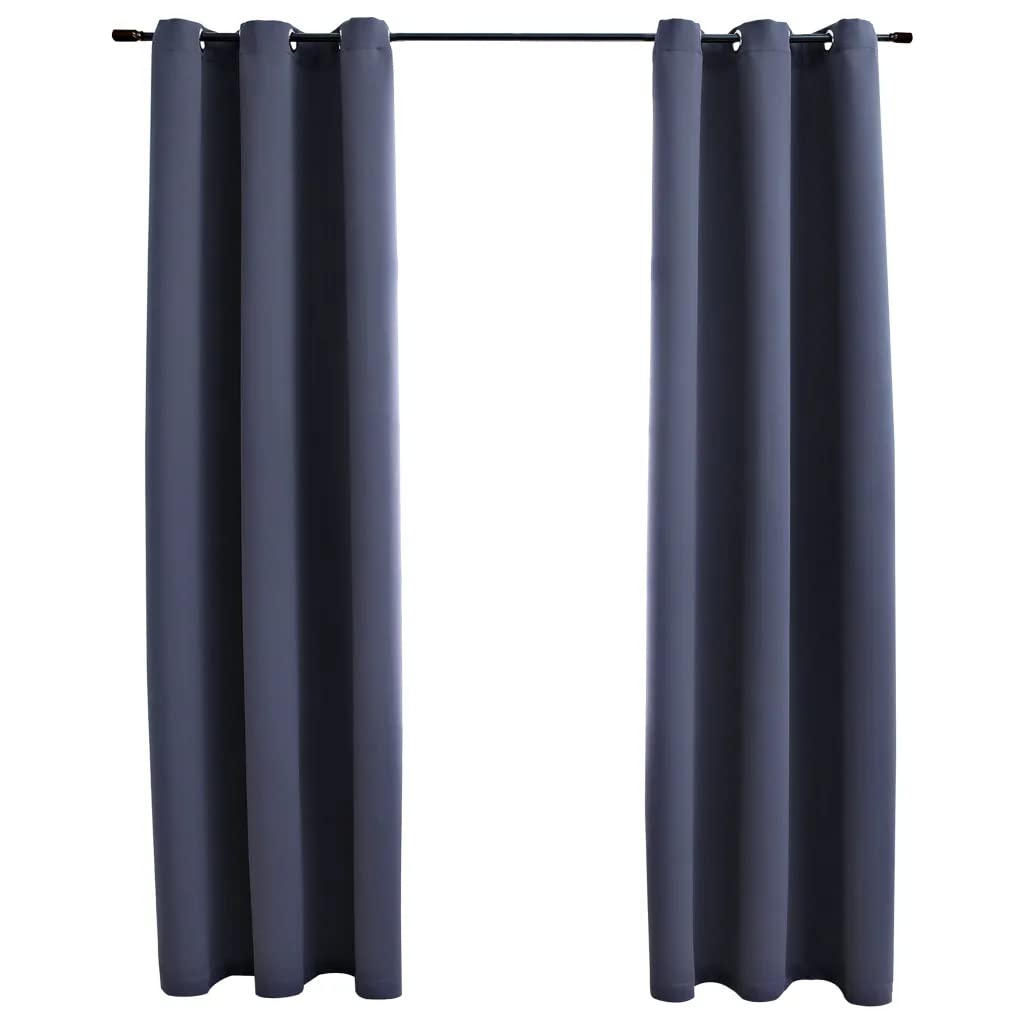 vidaXL Blackout Curtains with Rings 2 pcs Anthracite 37x95??Fabric