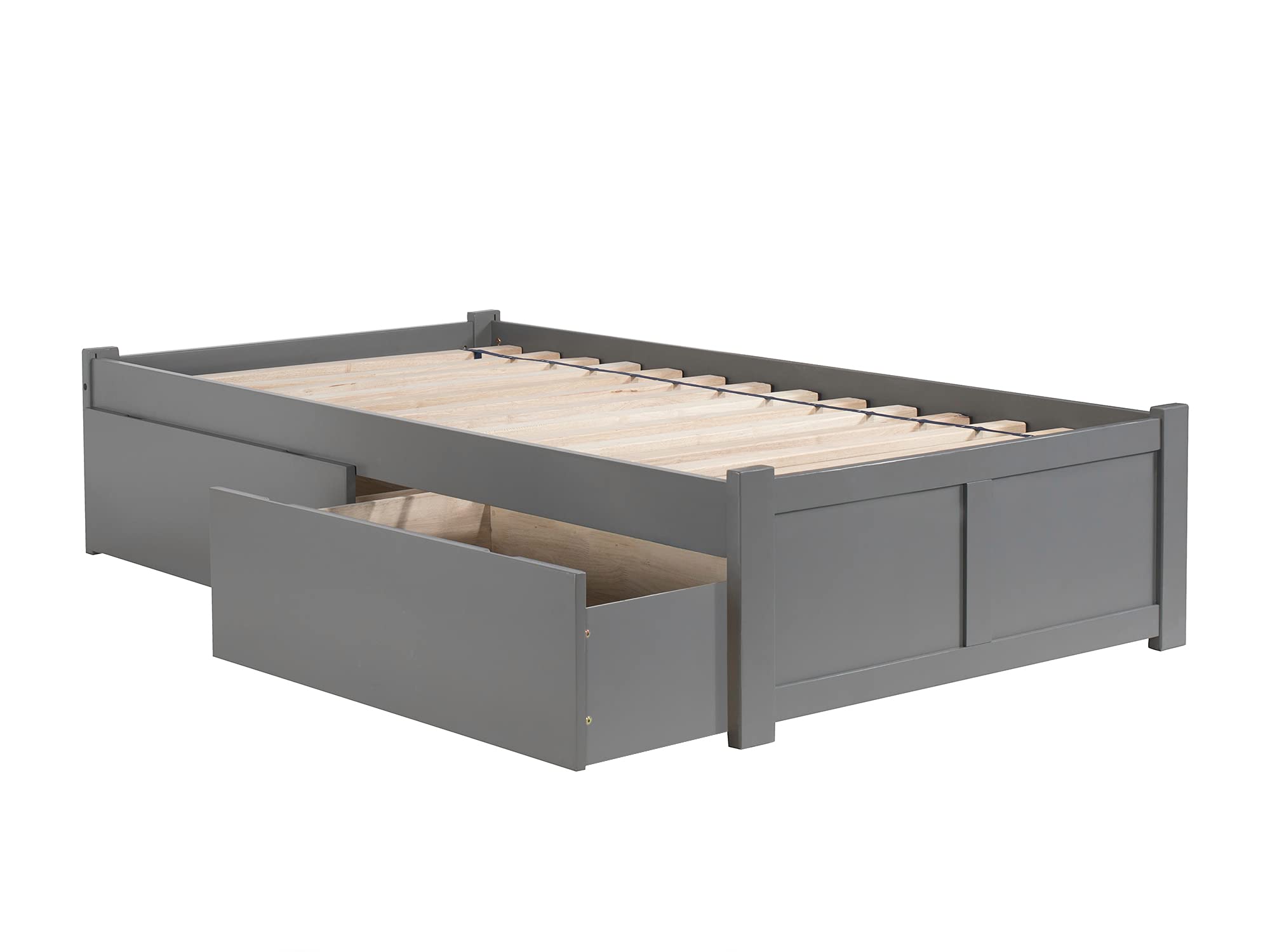 Concord King Platform Bed with Footboard & Urban Bed Drawers in Grey