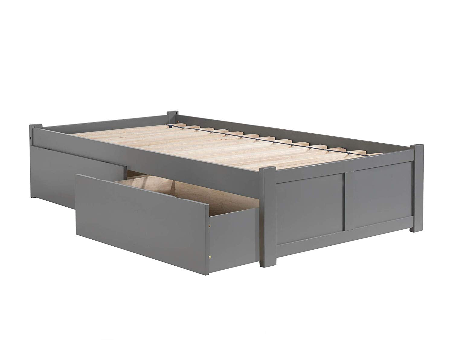 Concord Queen Platform Bed with Footboard & Urban Bed Drawers in Grey