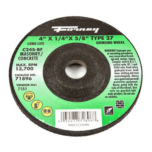 Forney 71896 Grinding Wheel With 58-Inch Arbor, Masonry Type 27, C24S-Bf, 4-Inch-By-14-Inch
