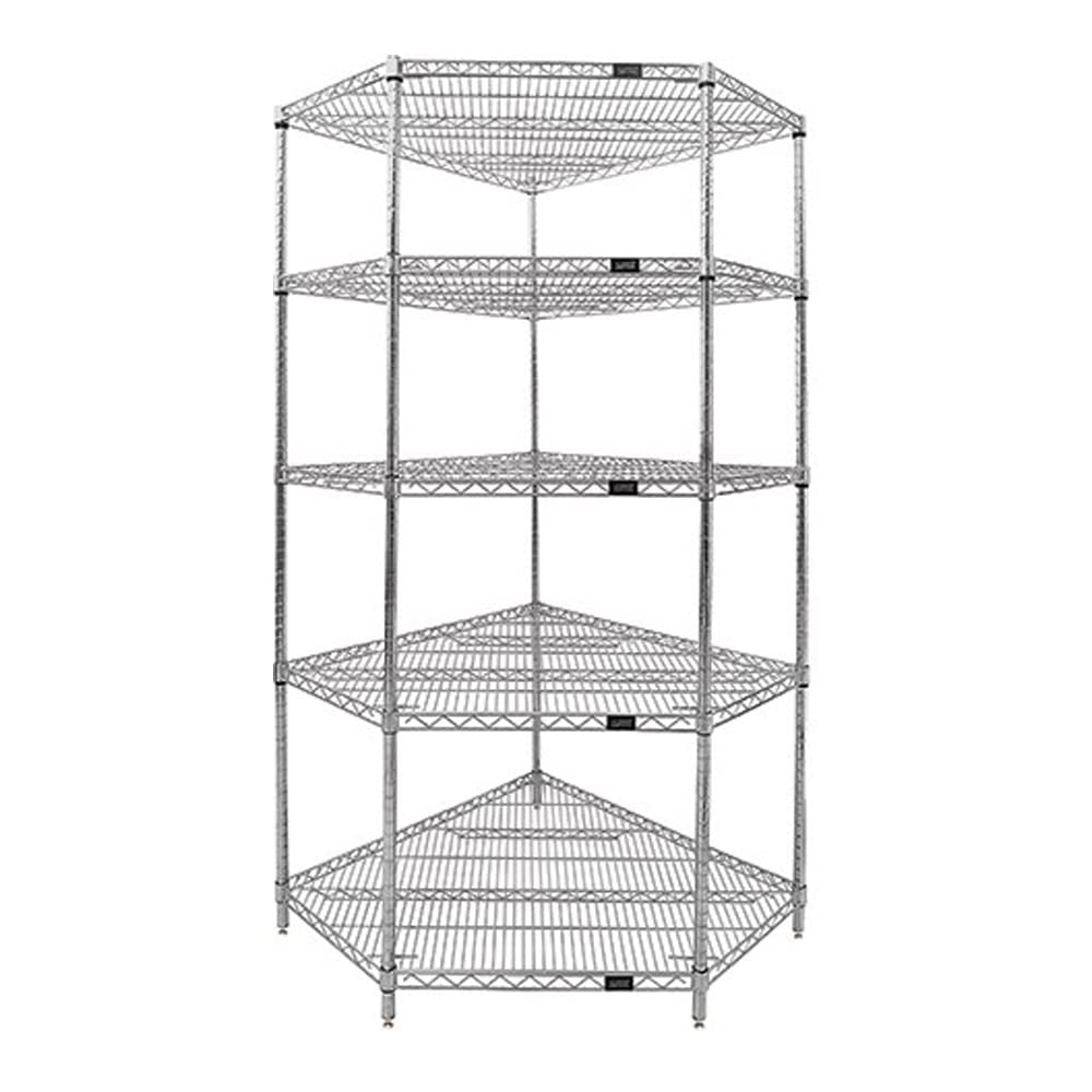 Wire Shelving, Starter Kit, 5-Sided Shelf, includes: (5) shelves, (4) posts and (20) split sleeves, chrome plated finish, suitable for dry environments, NSF, shipped KD