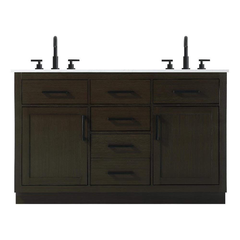 Alden 54 inch Double Bathroom Vanity in Mocha Brown