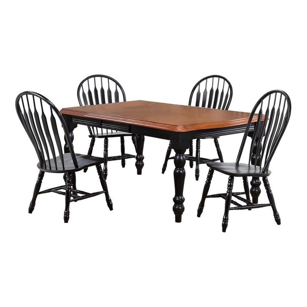 Sunset Trading Black Cherry Selections 5 Piece 72 Rectangular Extendable Dining Set with 4 Comfort Back Chairs | Seats 8"
