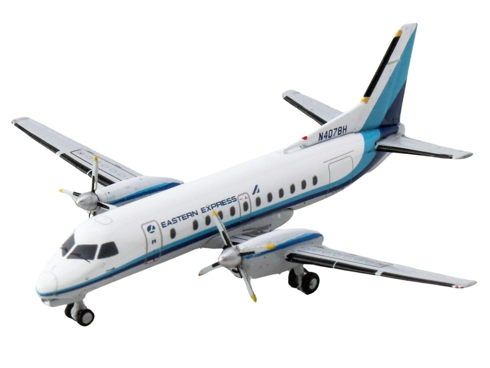 Saab 340B Commercial Aircraft Eastern Express (N407BH) White with Blue Stripes 1/400 Diecast Model Airplane by GeminiJets