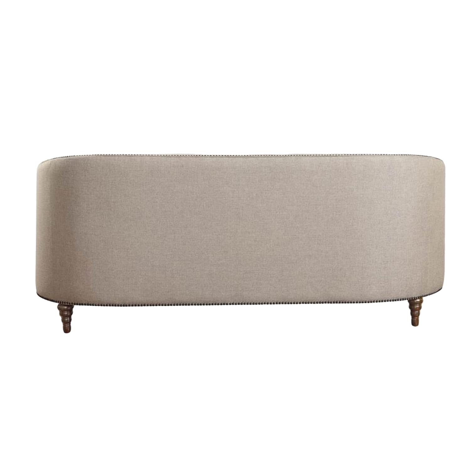 Benzara Fabric Upholstered Button Tufted Wooden Sofa With Nailhead Trims, Gray