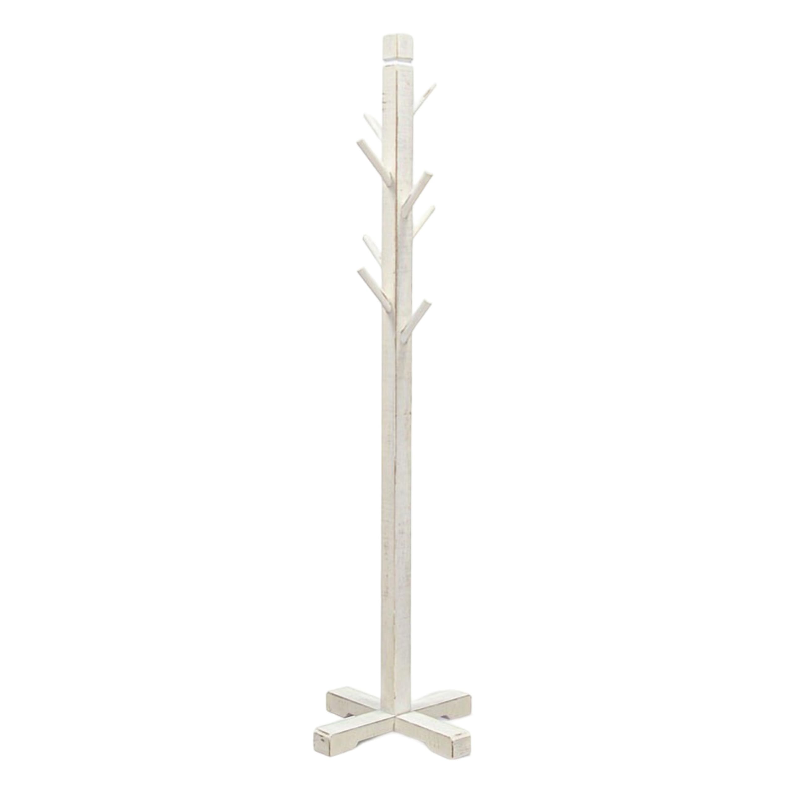 Rena Coat, Hat Rack Stand, 8 Wood Stems, 72 Inch Rustic White Mahogany