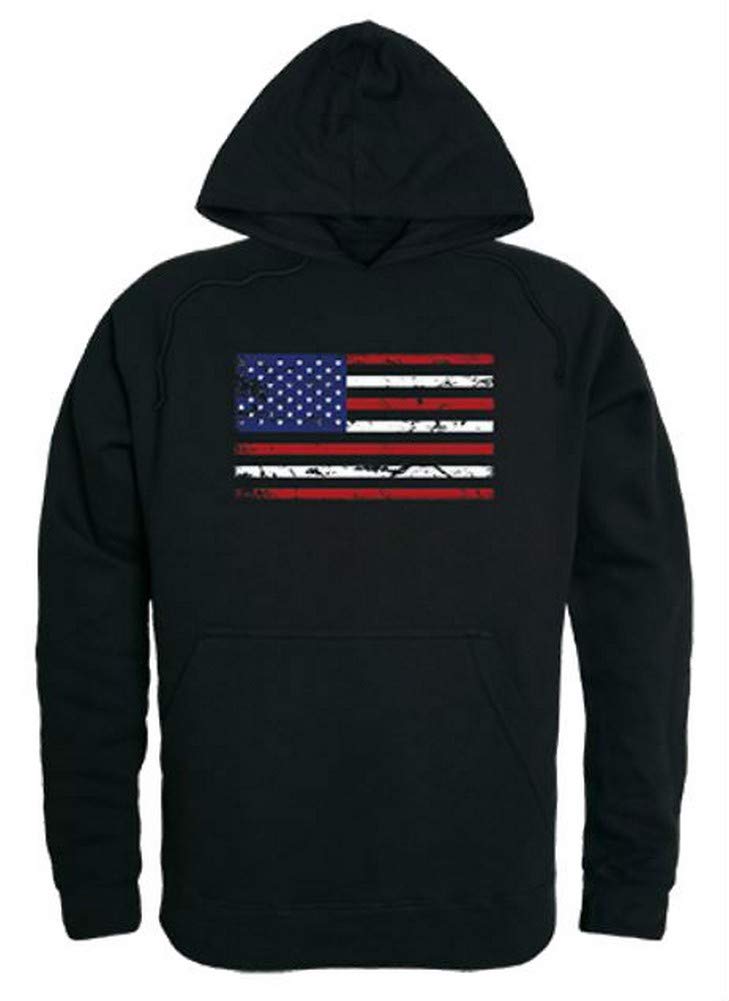 Graphic Pullover, US Flag, Black, M