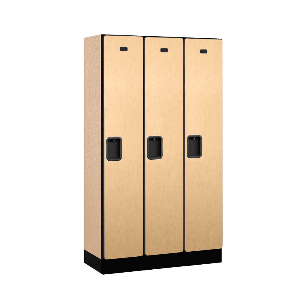 12 Wide Single Tier Designer Wood Locker - 3 Wide - 5 Feet High - 15 Inches Deep - Maple