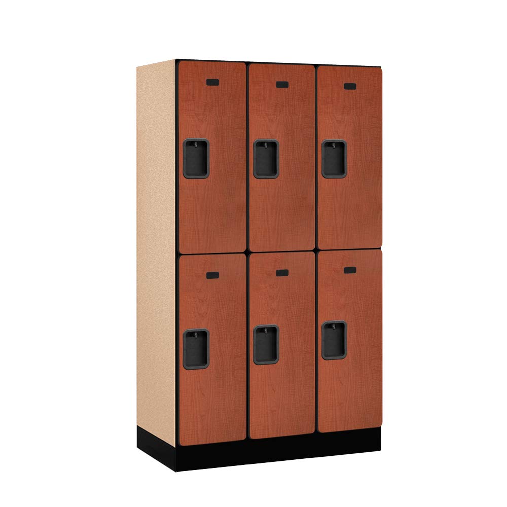 12 Wide Double Tier Designer Wood Locker - 3 Wide - 5 Feet High - 18 Inches Deep - Cherry