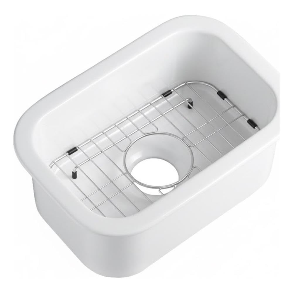 ALFI brand ABF1319UD-W White Small 13x19??Rectangle Fireclay Undermount or Drop In Prep Sink w Grid included
