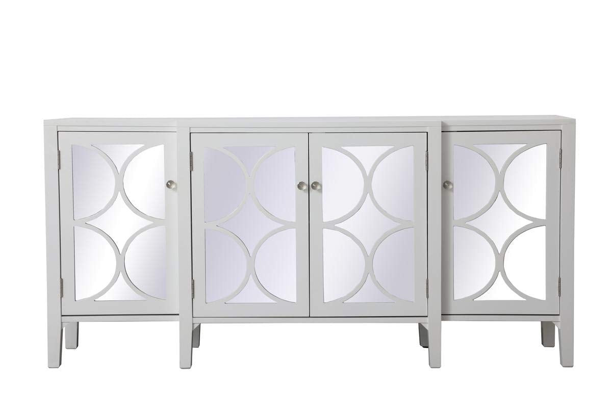 Elegant Decor 72 Inch Mirrored Credenza In White
